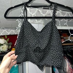 Black and white spotted crop top